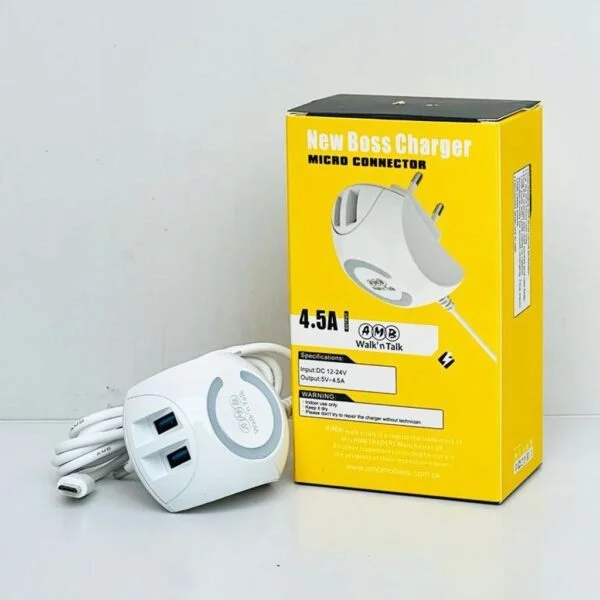 AMB Walk n Talk 4.5 A Fast Charger with Light Changer -Premium Quality NM-14 Android Charger
