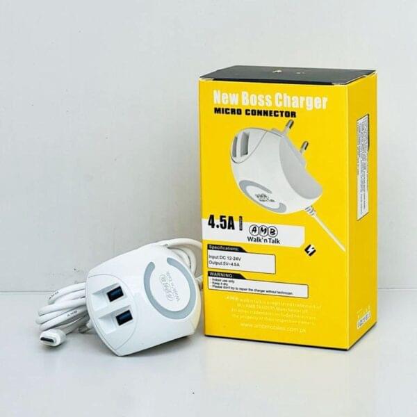 AMB Walk n Talk 4.5 A Fast Charger with Light Changer -Premium Quality NM-14 Android Charger
